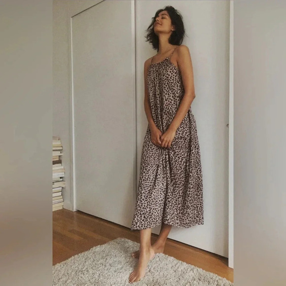 Anthropologie Sundry Leopard Midi Cotton Lined Dress Size 3 / Large - Picture 2 of 13